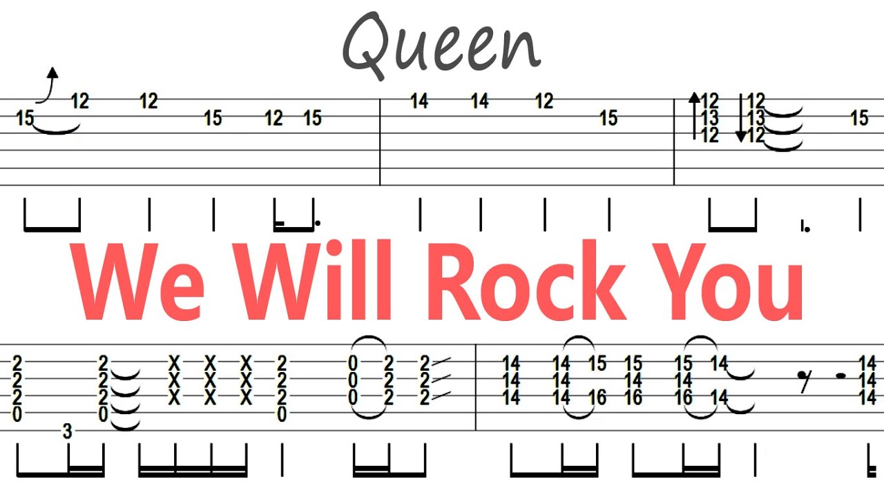 Queen - We Will Rock You / Guitar Solo Tab+BackingTrack