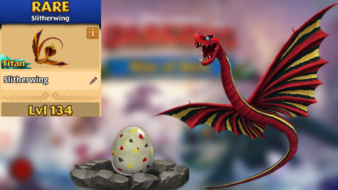 Slitherwing Max Level 134 Titan Mode - New Rare - Dragons:Rise of Berk