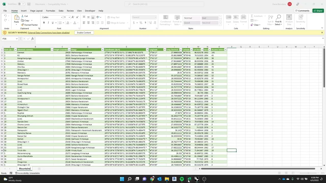 Grasshopper - Using Excel Data