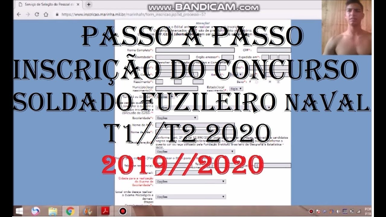 COMO FAZER A INSCRI&Ccedil;&Atilde;O DO CONCURSO DE FUZILEIROS NAVAIT1//T2 2020 - FUZILEIRO NAVAL