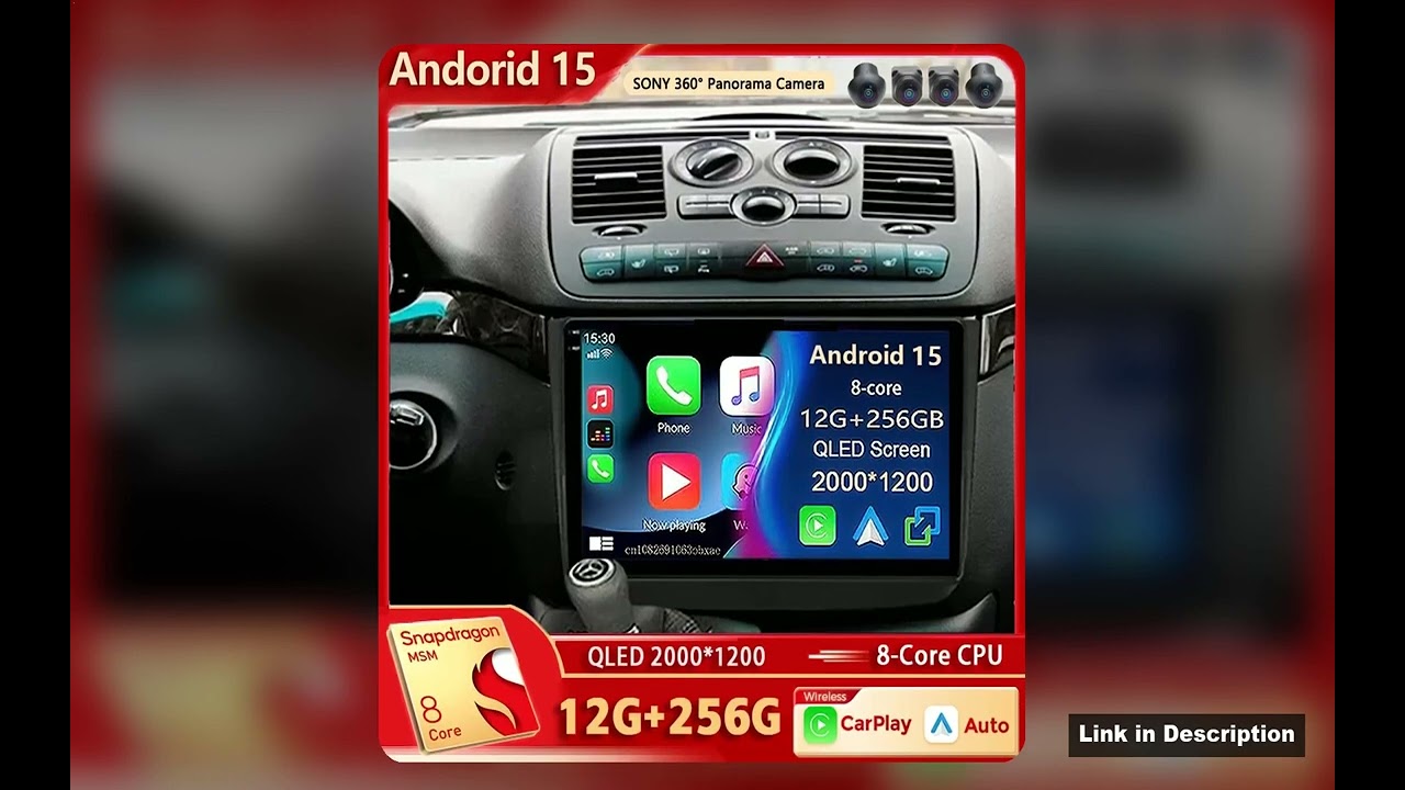 Android 15 For Benz Vito 2 Viano 2 W639 2003-2015 2K QLED Android Car Radio Multimedia Video Player