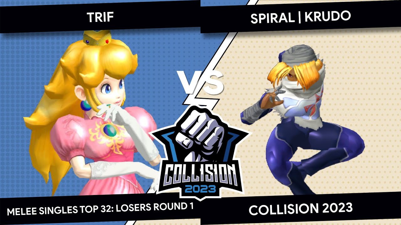 Collision 2023 - Trif (Peach) VS Spiral Krudo (Sheik) - Melee Singles Top 32 - Losers Round 1