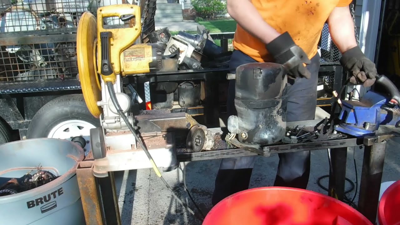 Pulling the copper out of big sealed units.