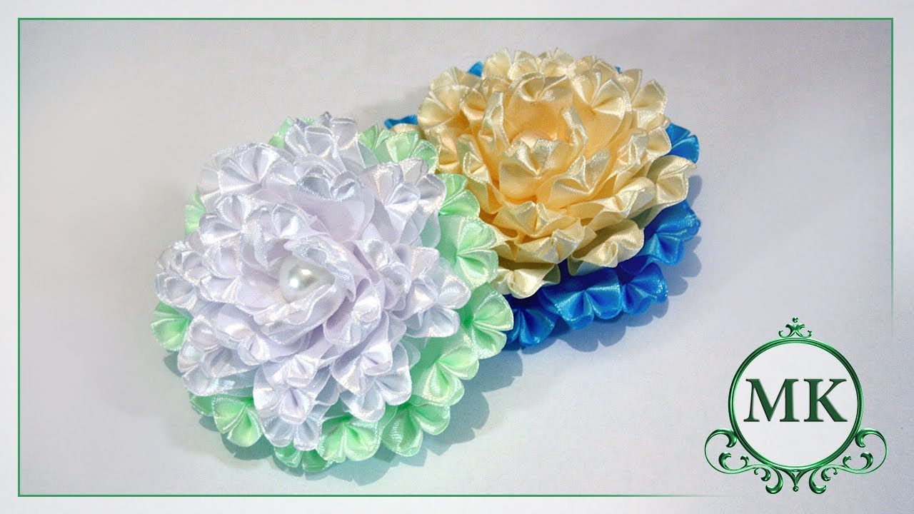Резинки для волос.  Канзаши.  МК. /  DIY.  Kanzashi.  Scrunchy.