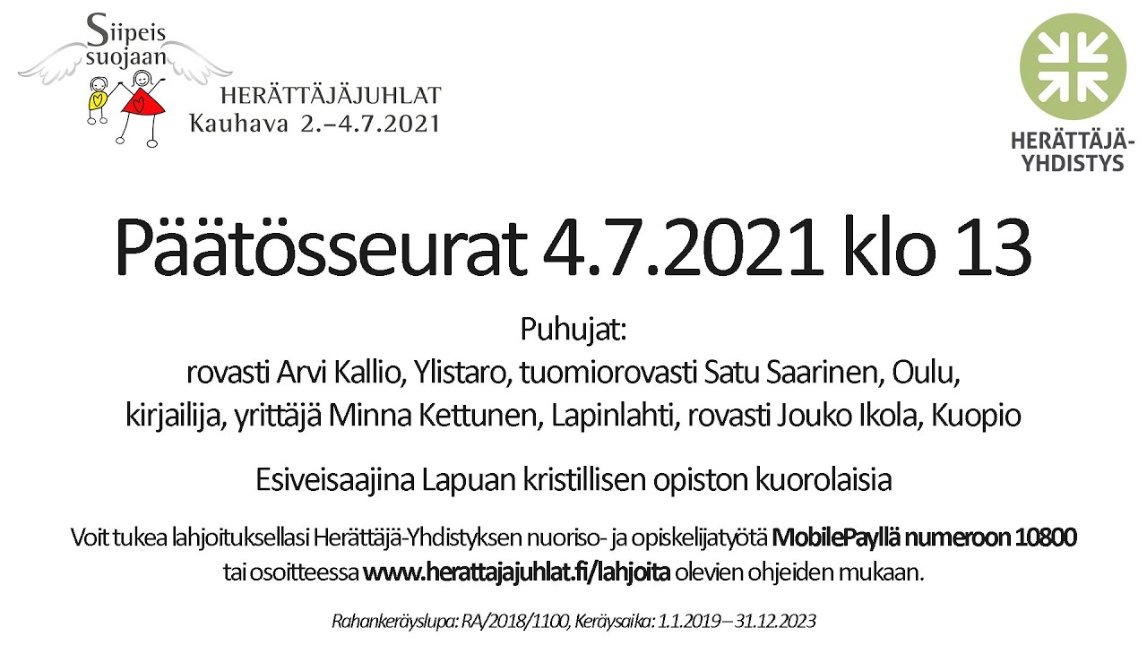 Herättäjäjuhlat 2021 - Päätösseurat 4.7.2021