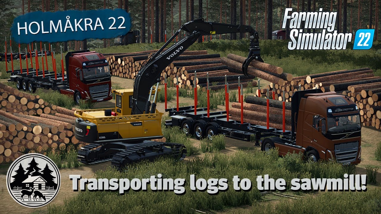 LOG LOADING AND UNLOADING USING THE VOLVO'S! | FS22 | Forestry | Holmåkra 22 | Timelapse | E07