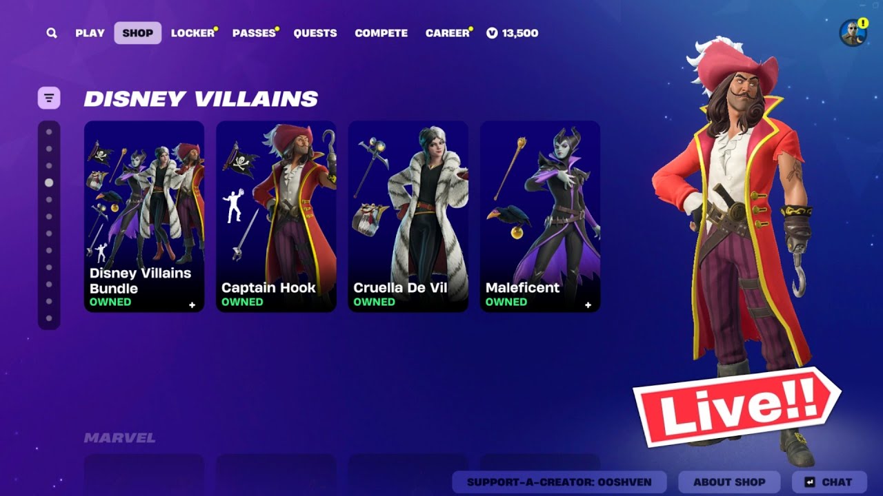 🔴*NEW* FORTNITE DISNEY VILLAINS ITEM SHOP OUT NOW October 20! (Chapter 6 LIVE)