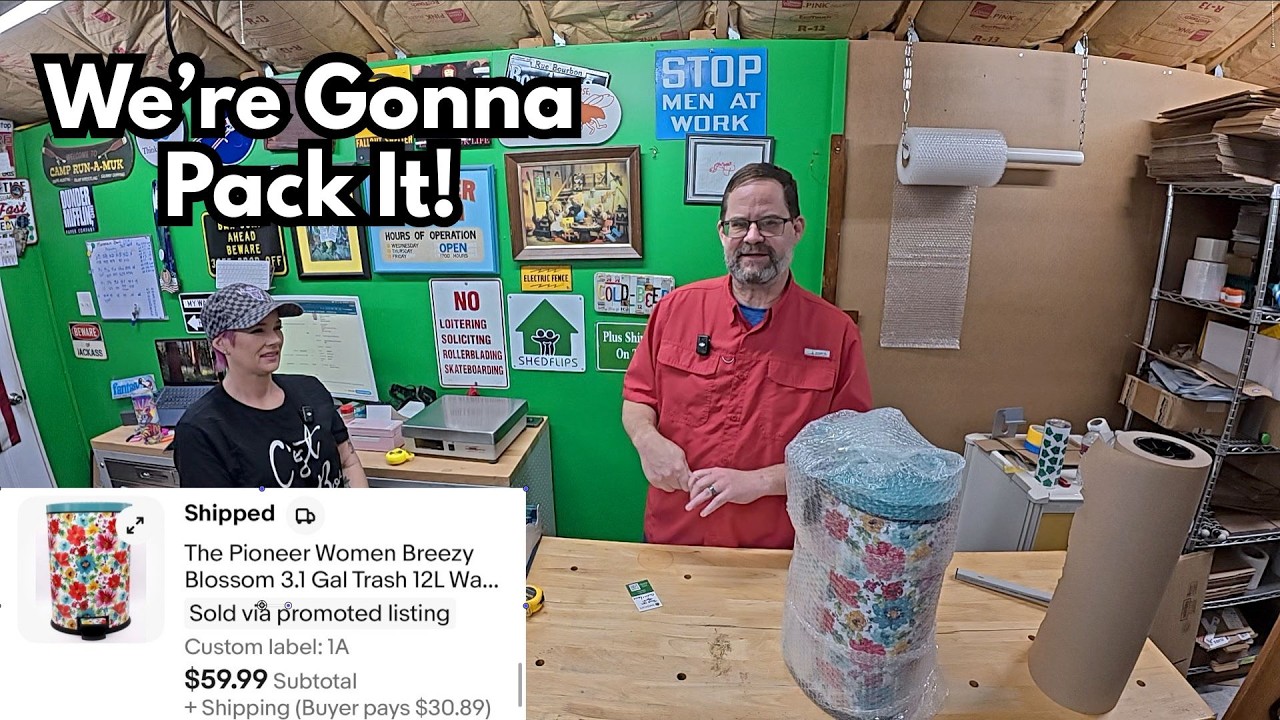 Selling (and packing) used trash cans for EBAY