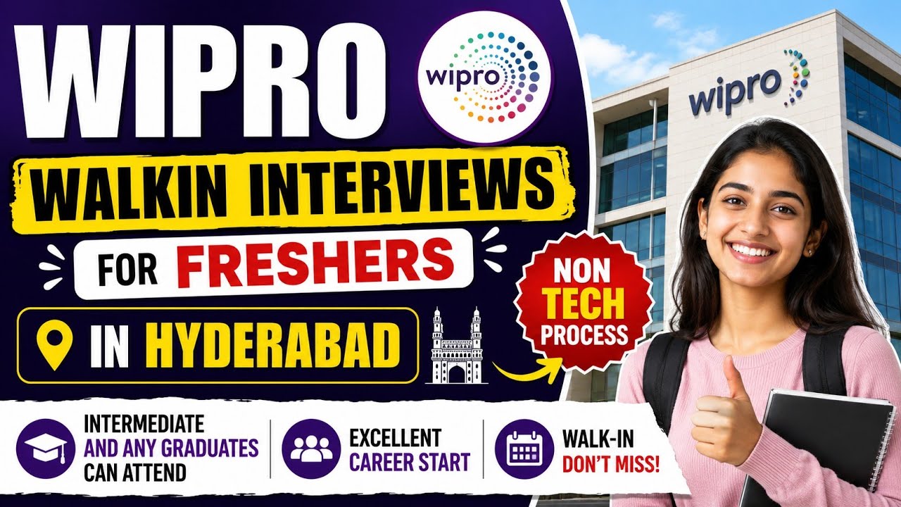 Wipro Walk-in Interview 2026 Hyderabad | Freshers Jobs | Inter & Any Degree #gdpjobs #freejobs 