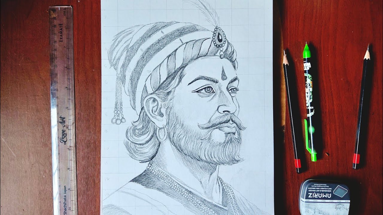 How to draw Chhatrapati Shivaji Maharaj,Chhatrapati Shivaji Maharaj outline drawing #drawing #sketch