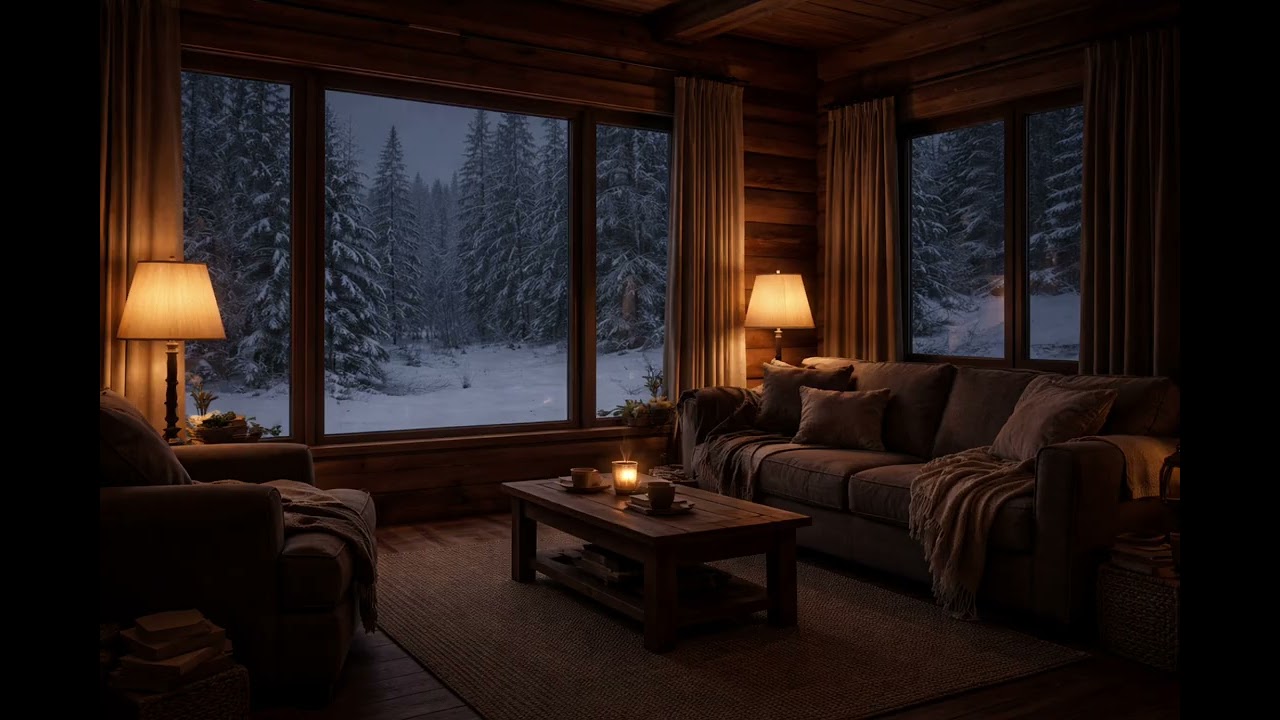 End of Winter Cabin Night ❄️ Calm Late Night Ambience for Relaxation & Sleep (1 Hour)