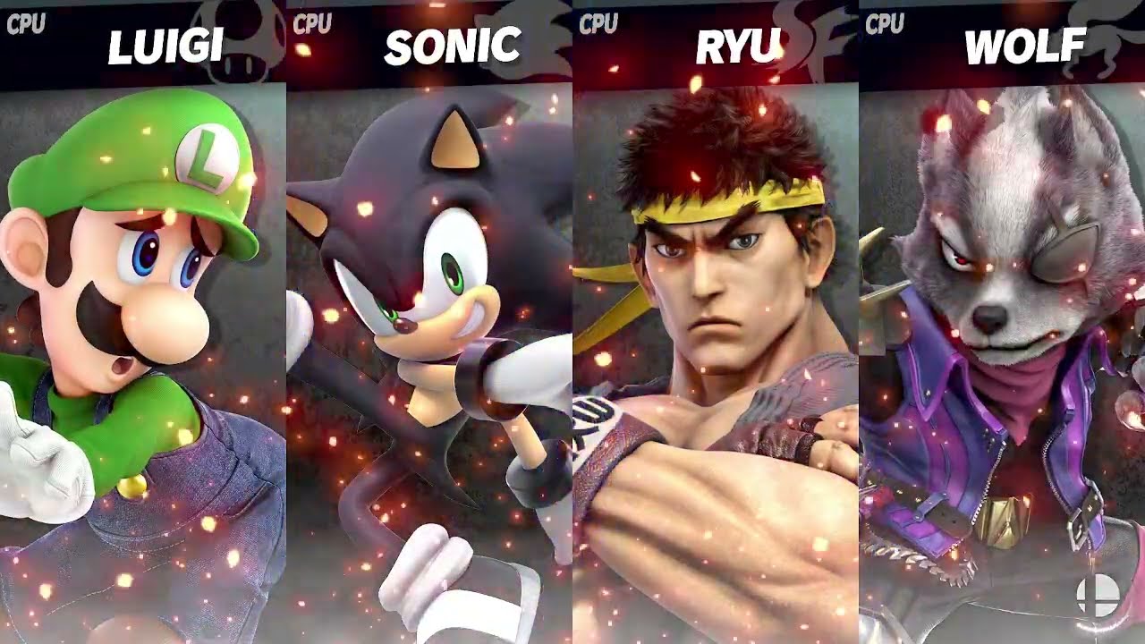 Smash Ultimate EX Luigi VS Shadow VS Akuma VS Wolf