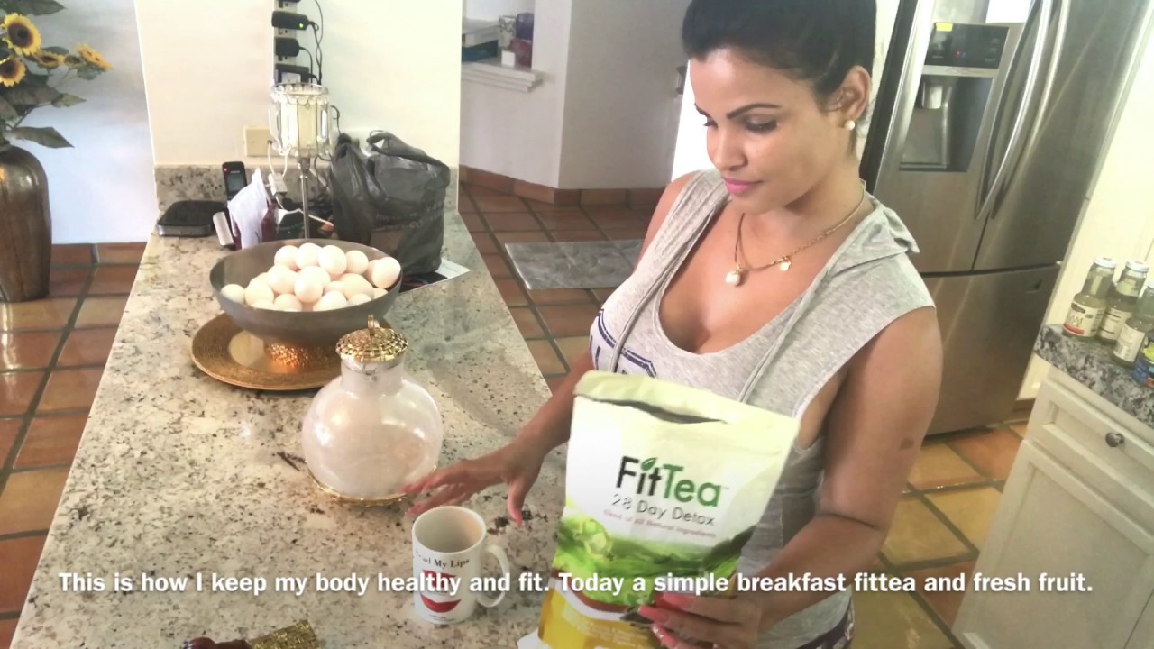 FitTea and fruit for breakfast