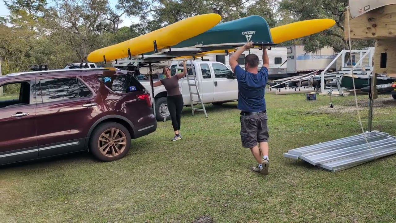 loading a 16x8 foot outrigger canoe & don't miss the extra part at the end.
