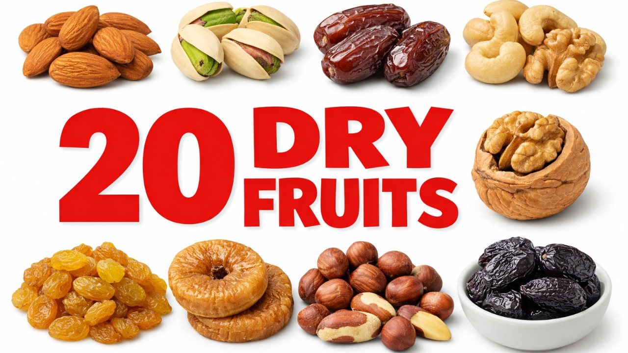 20 Dry Fruits Name for Kids 🥜 | Dry Fruits Name in Hindi & English With Pictures | सूखे मेवों के नाम