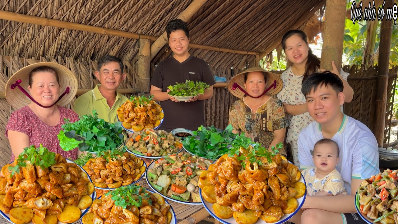 Ruột Heo Chay Khìa , Đậu Hủ Kho Thập Cẩm | Bữa Cơm Gia Đình Quê Ngày Rằm || Vegetarian dishes