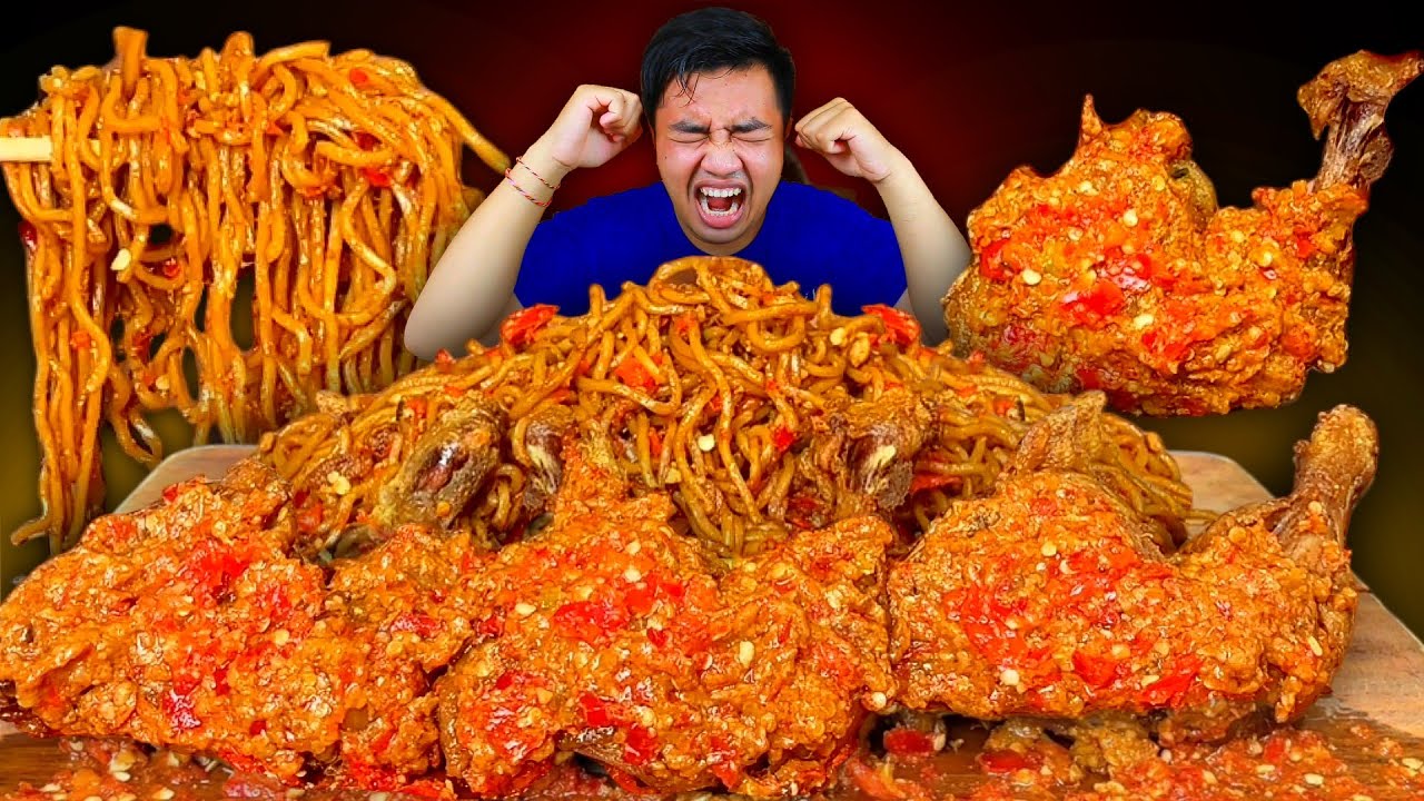 MUKBANG AYAM GEPUK PAK GEMBUS LEVEL 20 TERPEDAS + MIE GACOAN LEVEL 8 PEDAS GILA 🥵🔥