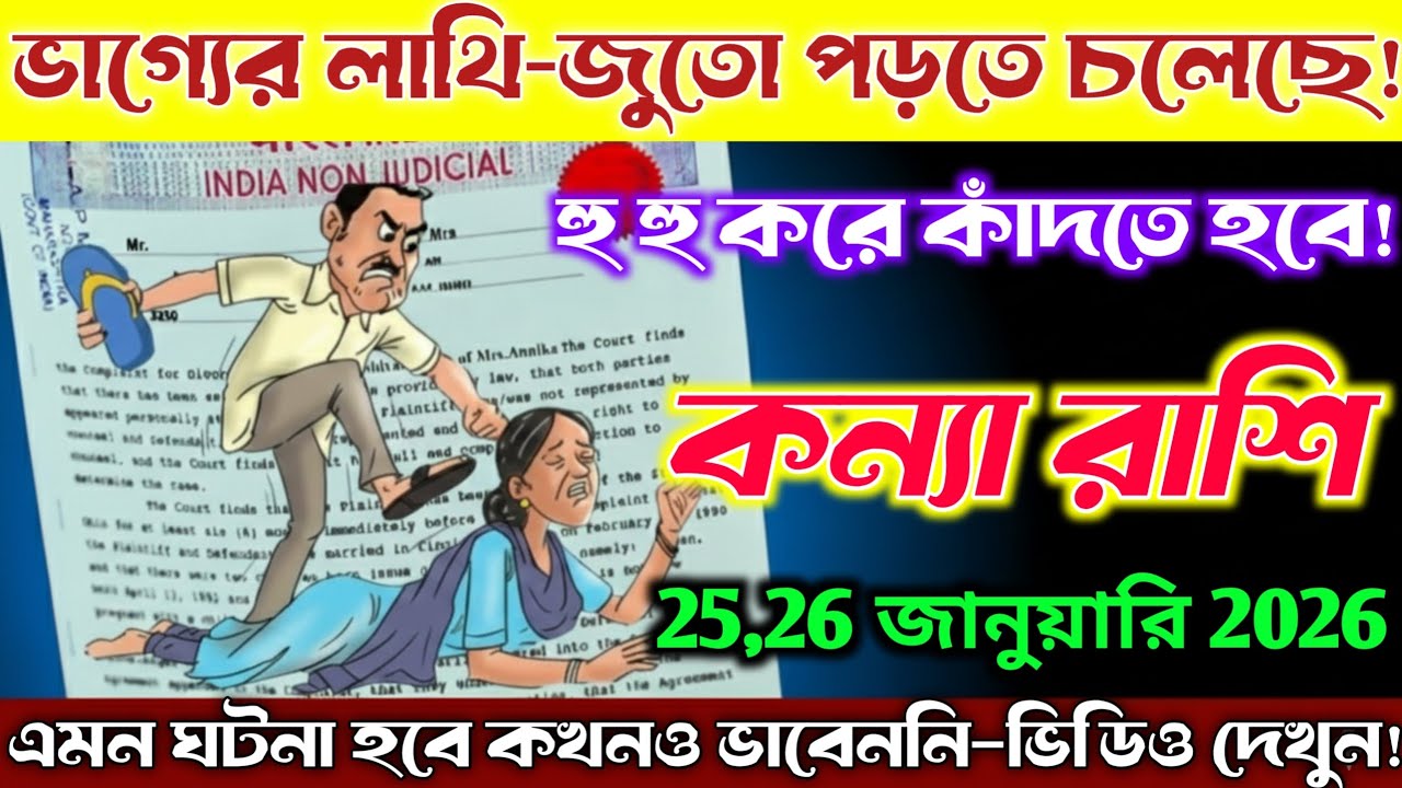 কন্যা রাশি♍25,26 জানুয়ারি2026—ভাগ্যের লাথি-জুতো পড়তে চলেছে, অশ্রু ঝরে কাঁদতে হতে পারে😱 Kanya Rashi