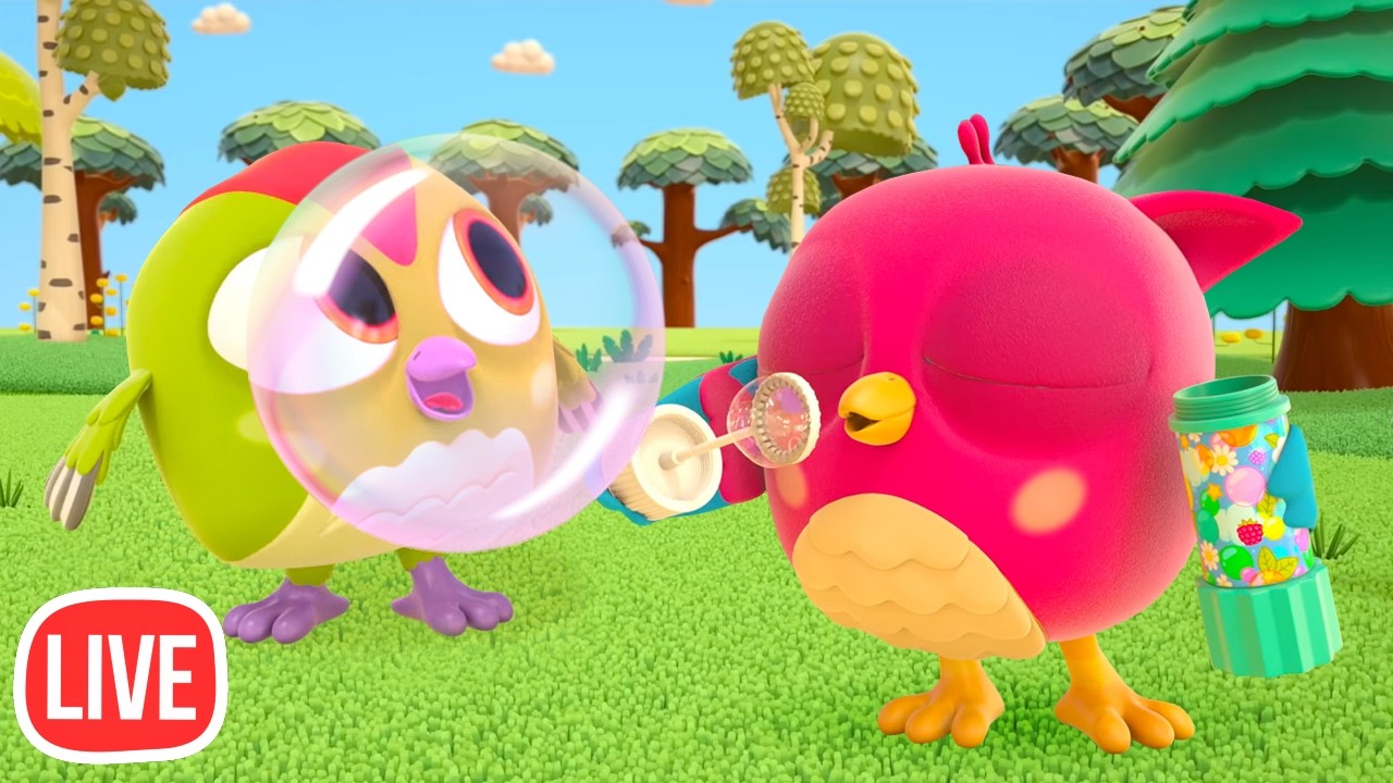 Hop Hop & Peck Peck Blow Bubbles - Cartoons for Kids