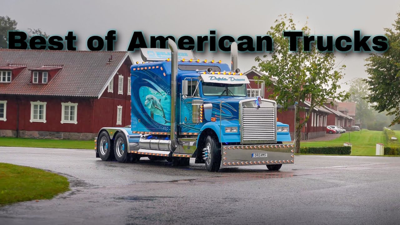 American custom semi Trucks in Europe with open pipes sound