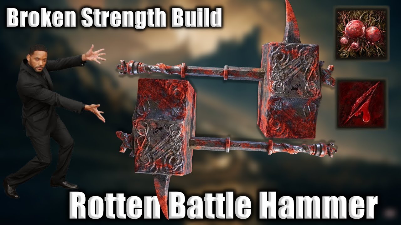 Elden thing | Insane Strength Build !  | Rotten Battle Hammer Build