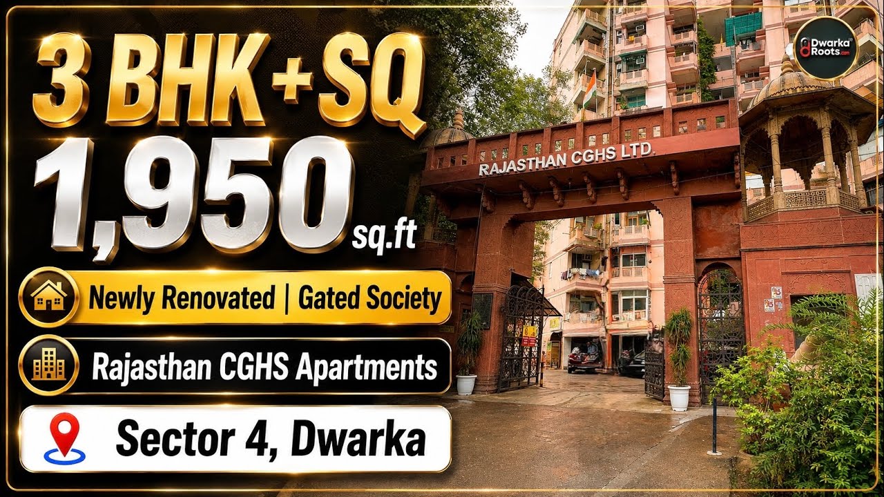 3 BHK Flat For Sale ✅ Rajasthan CGHS Apartment ~ Sector 4, Dwarka Society Flats ~ Inside Walkthrough