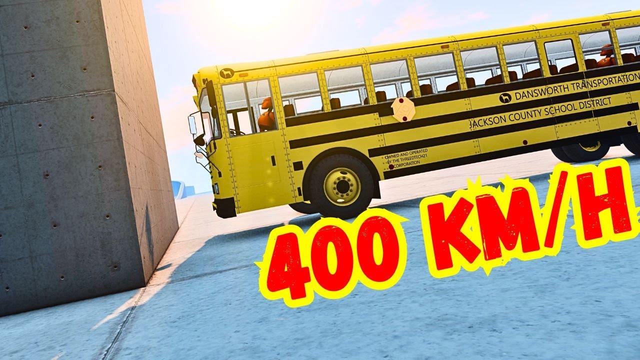 School Bus VS WALL 💥 400 Km/H 💥BeamNG.Drive CRASH test