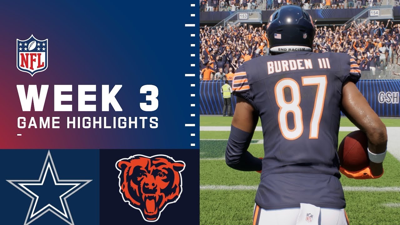 Cowboys vs Bears Week 3 Simulation Highlights | Madden 26 Rosters