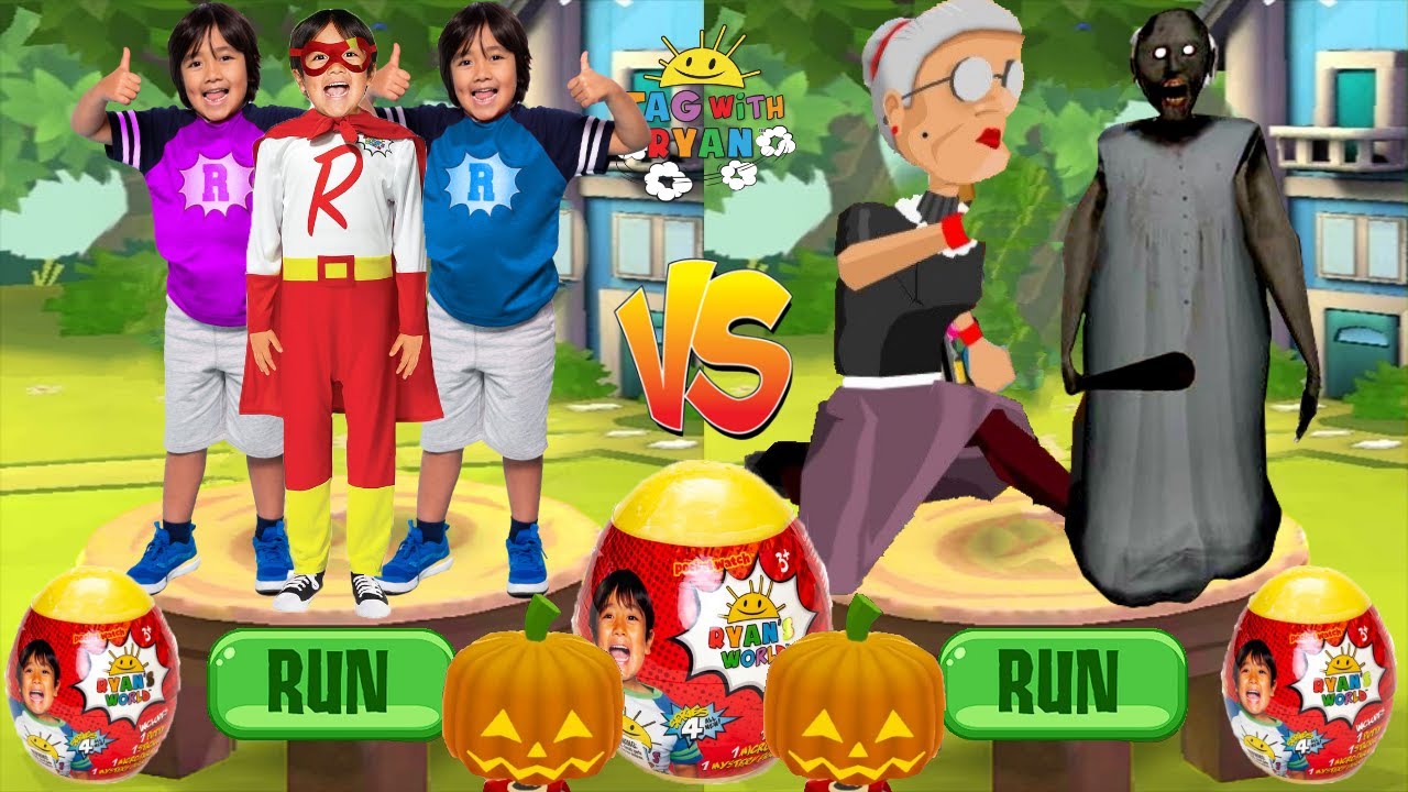 Tag with Ryan vs Angry Gran Run Granny - All Characters Unlocked All Costumes Combo Panda PJ Masks