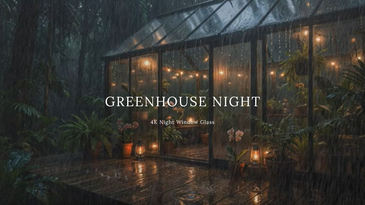 Coziest Rainy Ever — Modern Window Glass Greenhouse Night