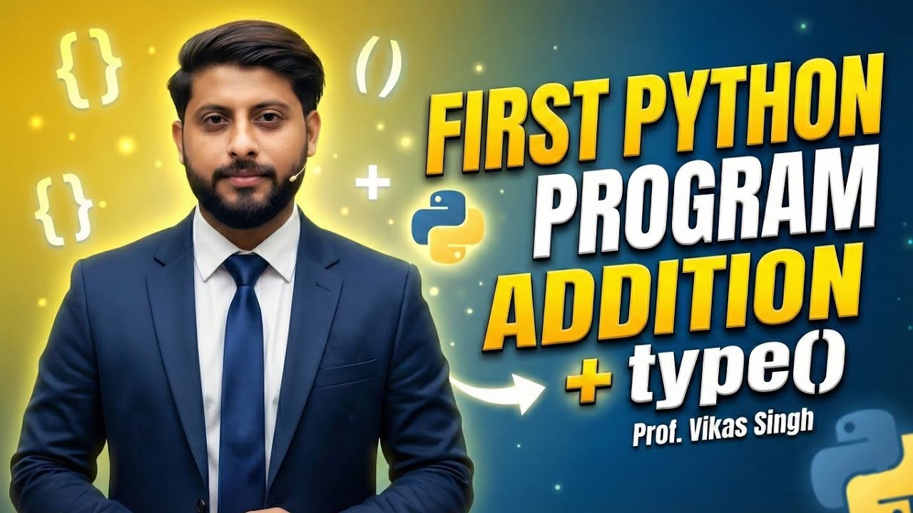 8. Your First Python Program | Python Programming for Beginners | Addition | type of()