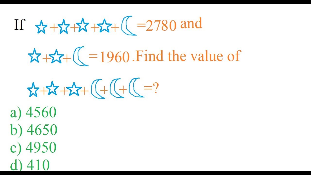 Find the value of star and moon-Maths-Class4-IMO