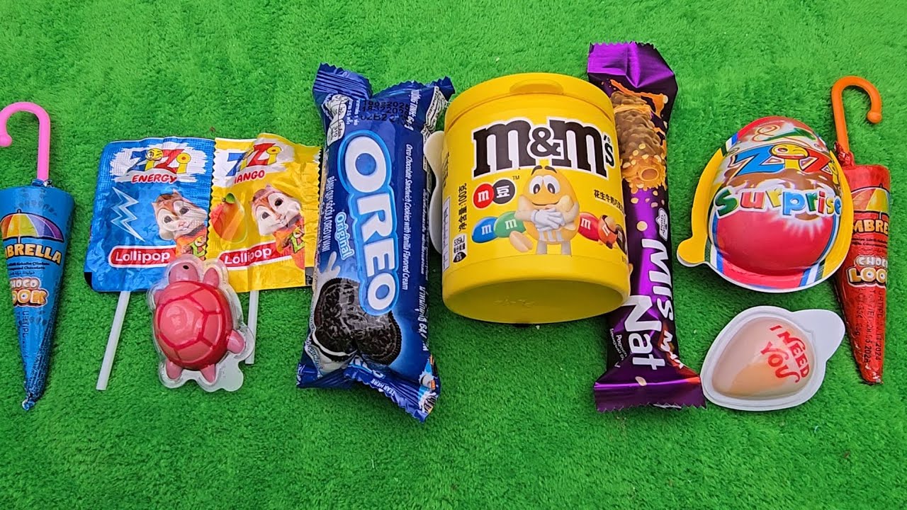 ASMR Most Popular Candys / some lots of colorful rainbow lollipop candy / unpacking chocolate eat