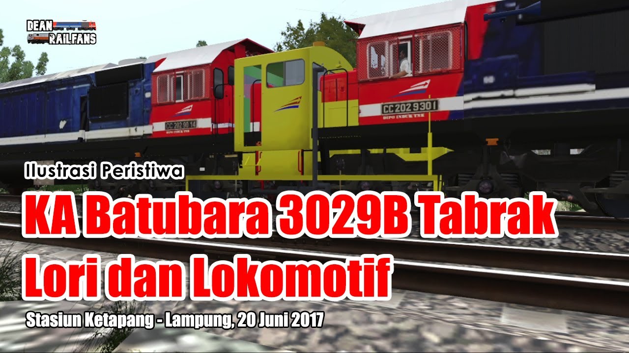 Lori Hancur Terjepit‼️ Tabrakan KA Batubara 3029B dengan Lori di Ketapang 2017 | Train Simulator