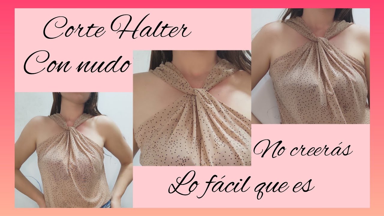 Blusa Corte Halter con Drapeado Paso a Paso