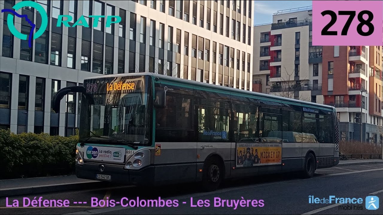 Bus 278 RATP - Citelis 12 N°8551 Bois-Colombes - Les Bruyères --- La Défense