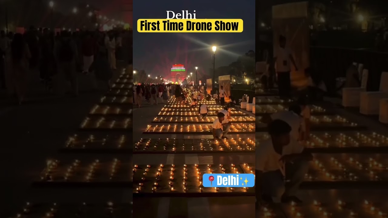 Delhi india Gate diwali drone show😍 #deepavali #diwali #indiagate #delhi #droneshow #diya #ytshorts