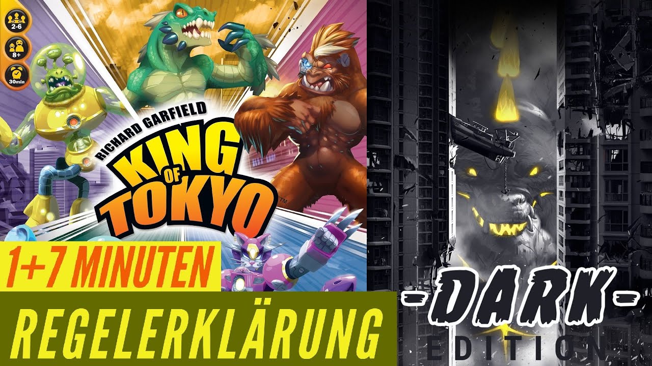 King of Tokyo Regeln Anleitung Brettspiel W&uuml;rfelspiel - Dark Edition