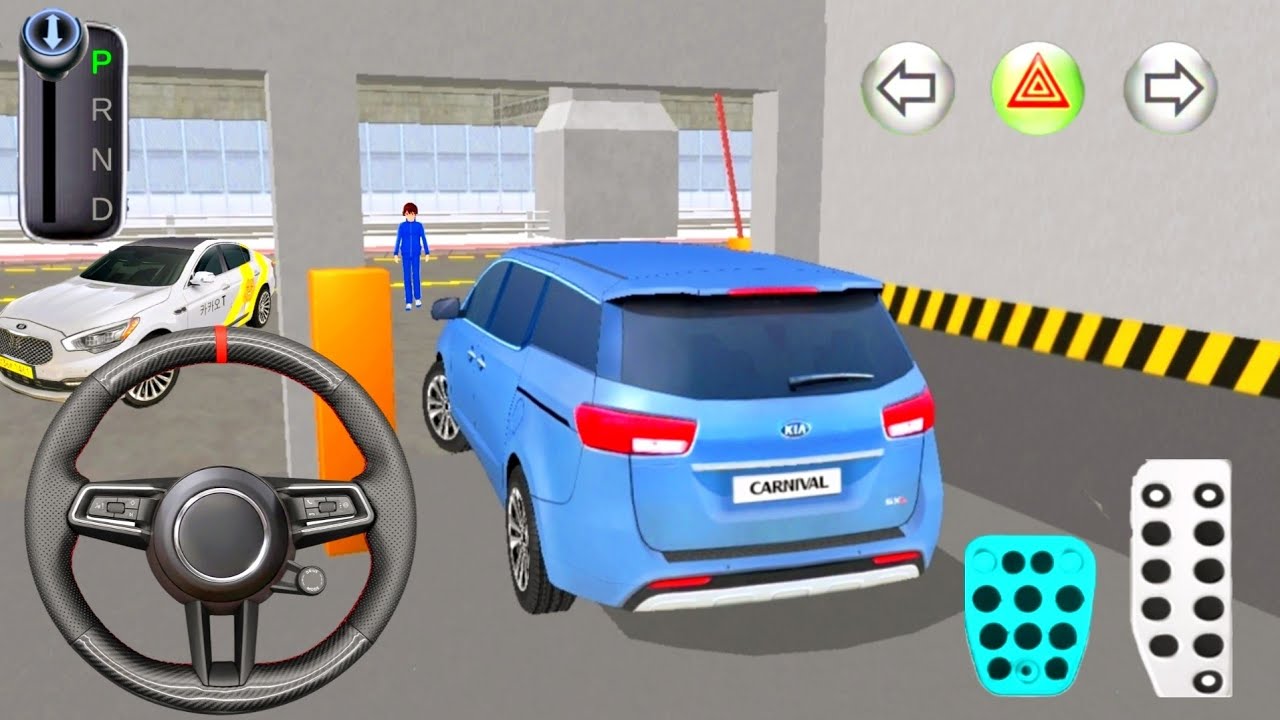 Blue Kia carnival Car Out in parking garage Going on the Highway 3D Driving class game IOS gameplay