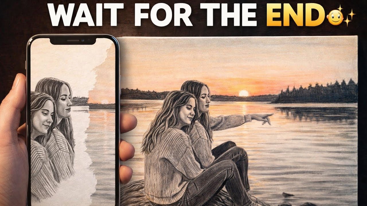 “Some Moments Don’t Need Words… 🌅 Pencil Drawing Story” #art #pencildrawing #bffgoals  #chavi 