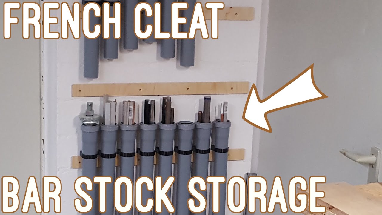 French cleat bar stock storage with PVC pipes