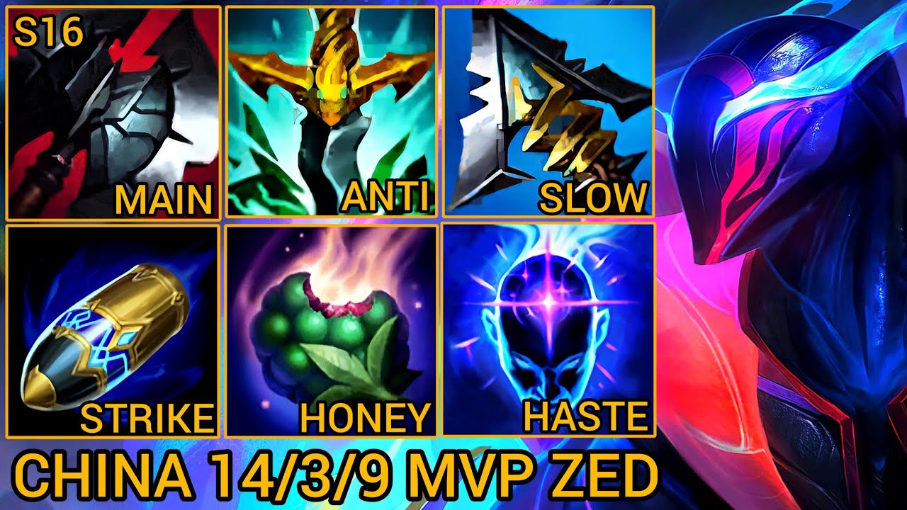 MVP Zed Mid Lane 14/3/9 - China Server Wild Rift High Elo Tier Builds & Runes