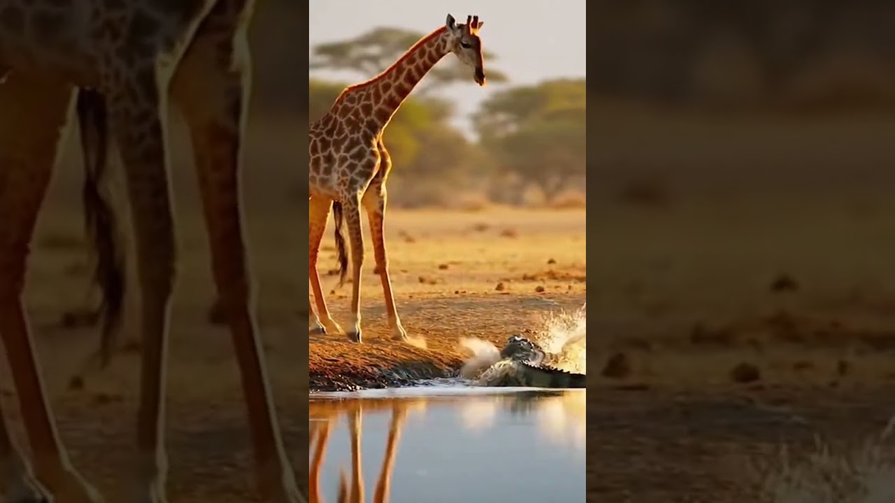 Giraffe vs Crocodile Nature’s Unexpected Showdown in the Wild 