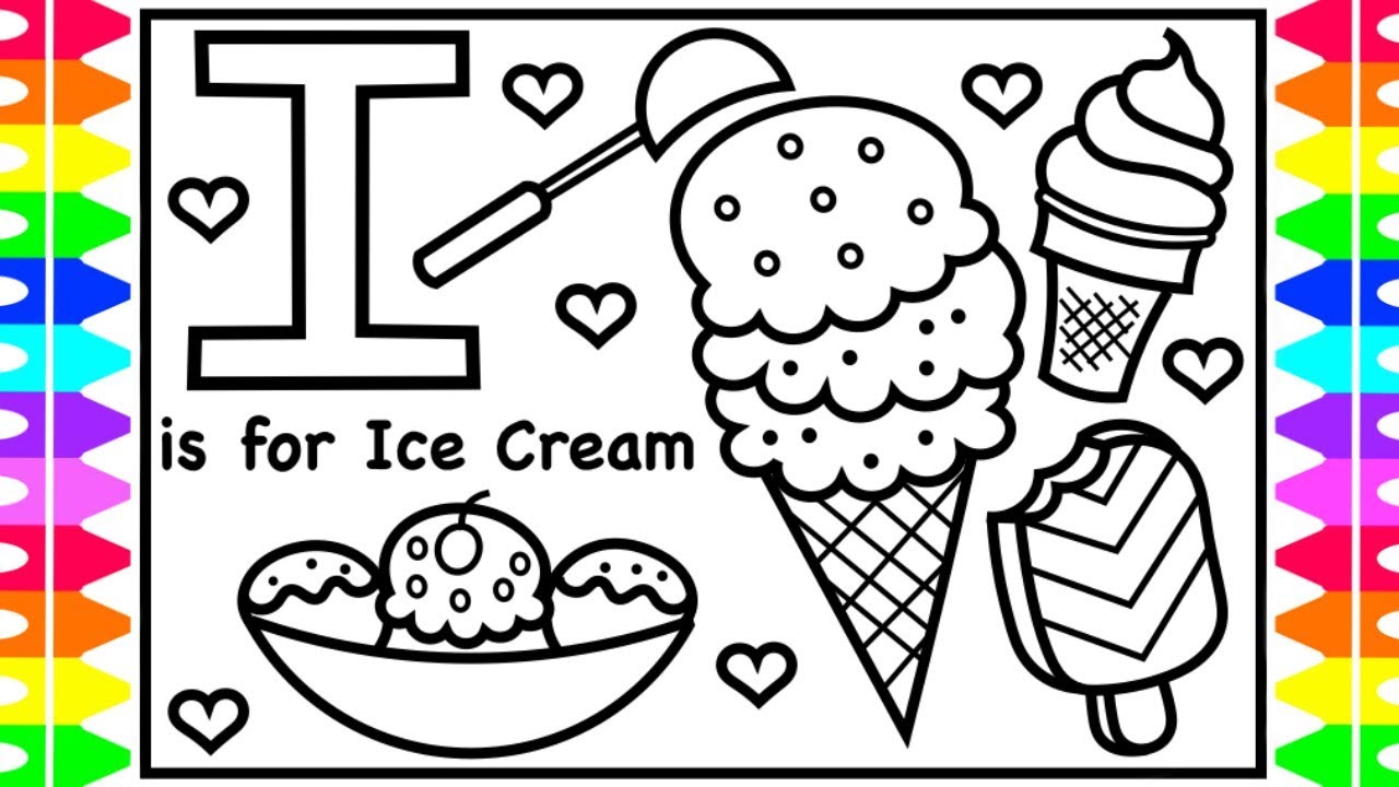 ABC Alphabet Coloring Pages | I is for Ice Cream |  Ice Cream Coloring Page | Coloring for Kids