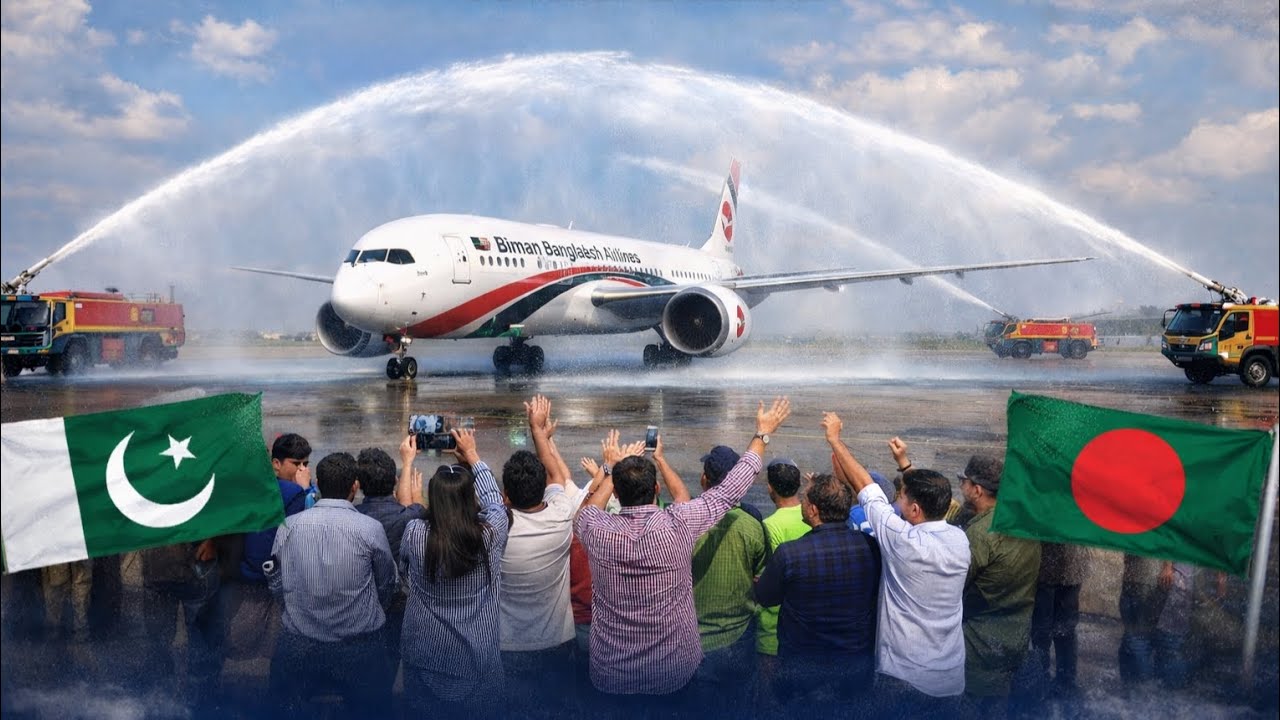Alhamdulillah Biman Bangladesh Airlines Karachi pohanch chuki, Pakistan airport par yaadgar lamha