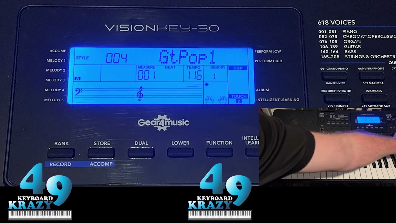 Gear4music Vision Key-30 Keyboard - 200 Accompaniment Styles Part 1/5