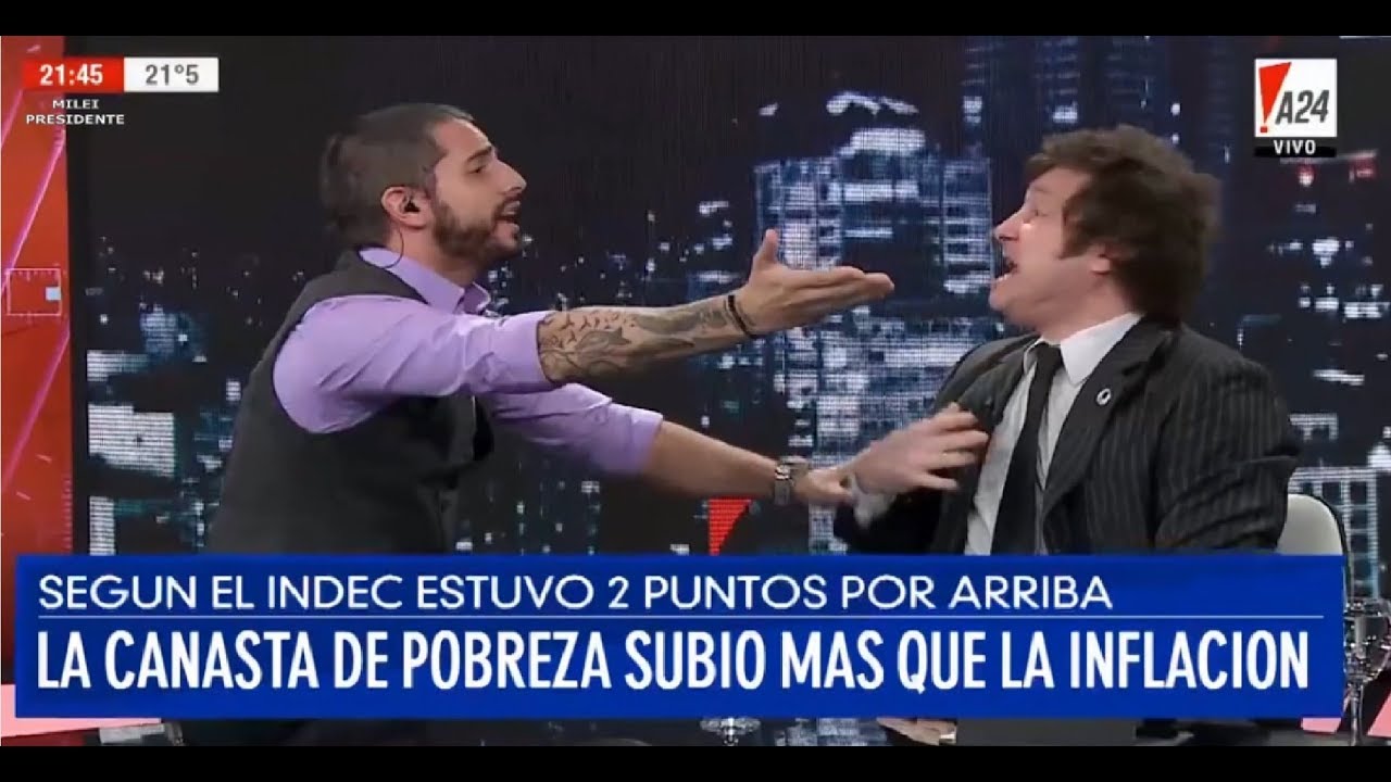 Javier Milei sacadísimo por la defensa de la justicia social en A24- 24/01/18