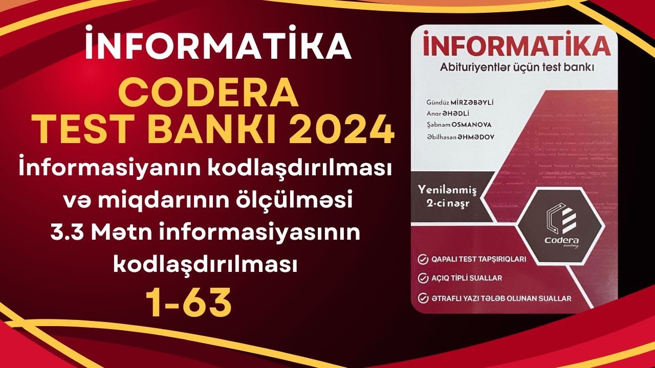 Codera yeni nəşr - 3.3 Mətn informasiyasının kodlaşdırılması 1-63
