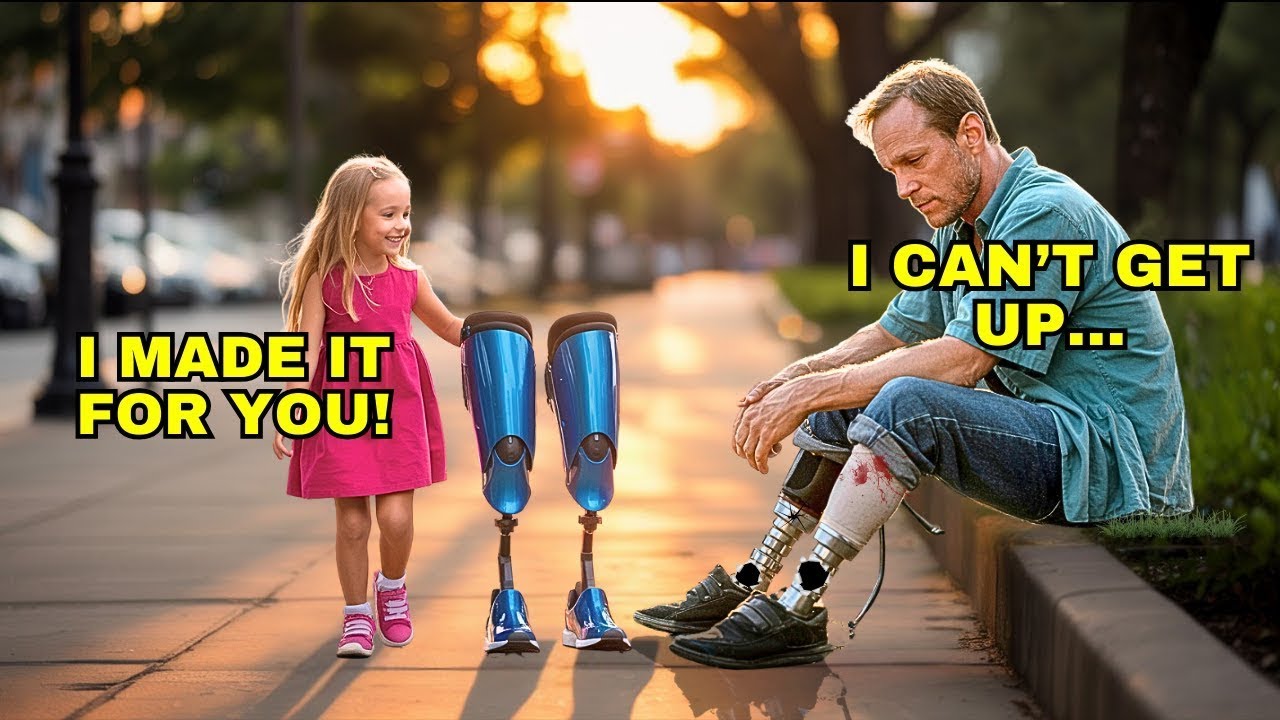 POOR LITTLE GIRL builds custom legs for DISABLED BEGGAR — the next day, a Mustang stops at he
