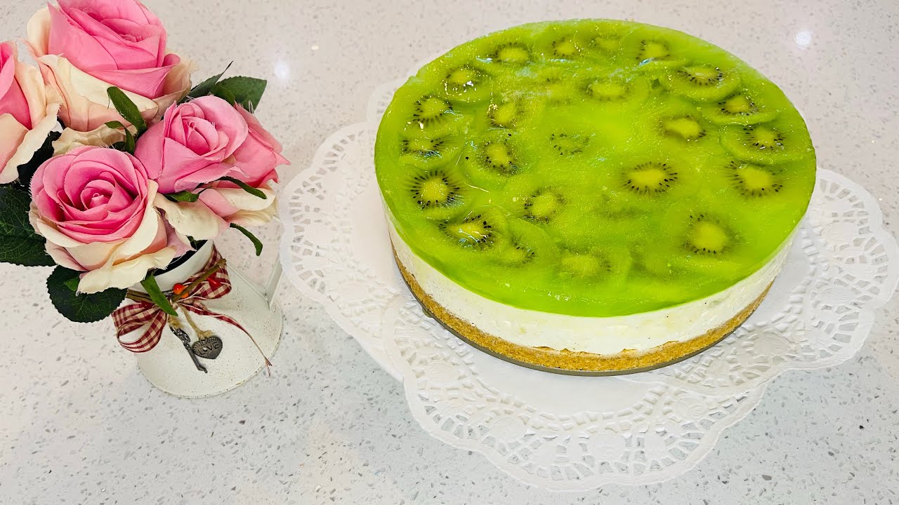 تشيز كيك بالكيوي روعة شكرا و مذاقا easy kiwi cheesecake